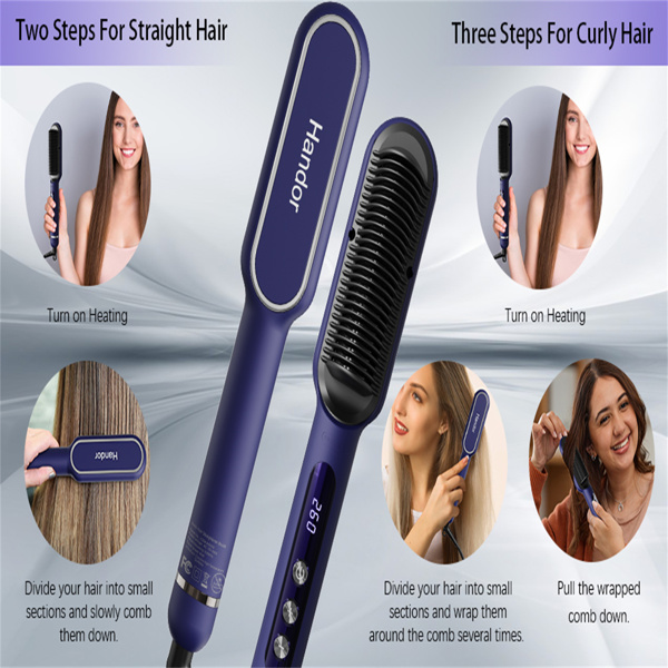 Advanced Negative Ionic Hair Straightener Brush with 9 Temp Settings LED Display Effortless Styling for Silky Smooth, Frizz-Free Hair
