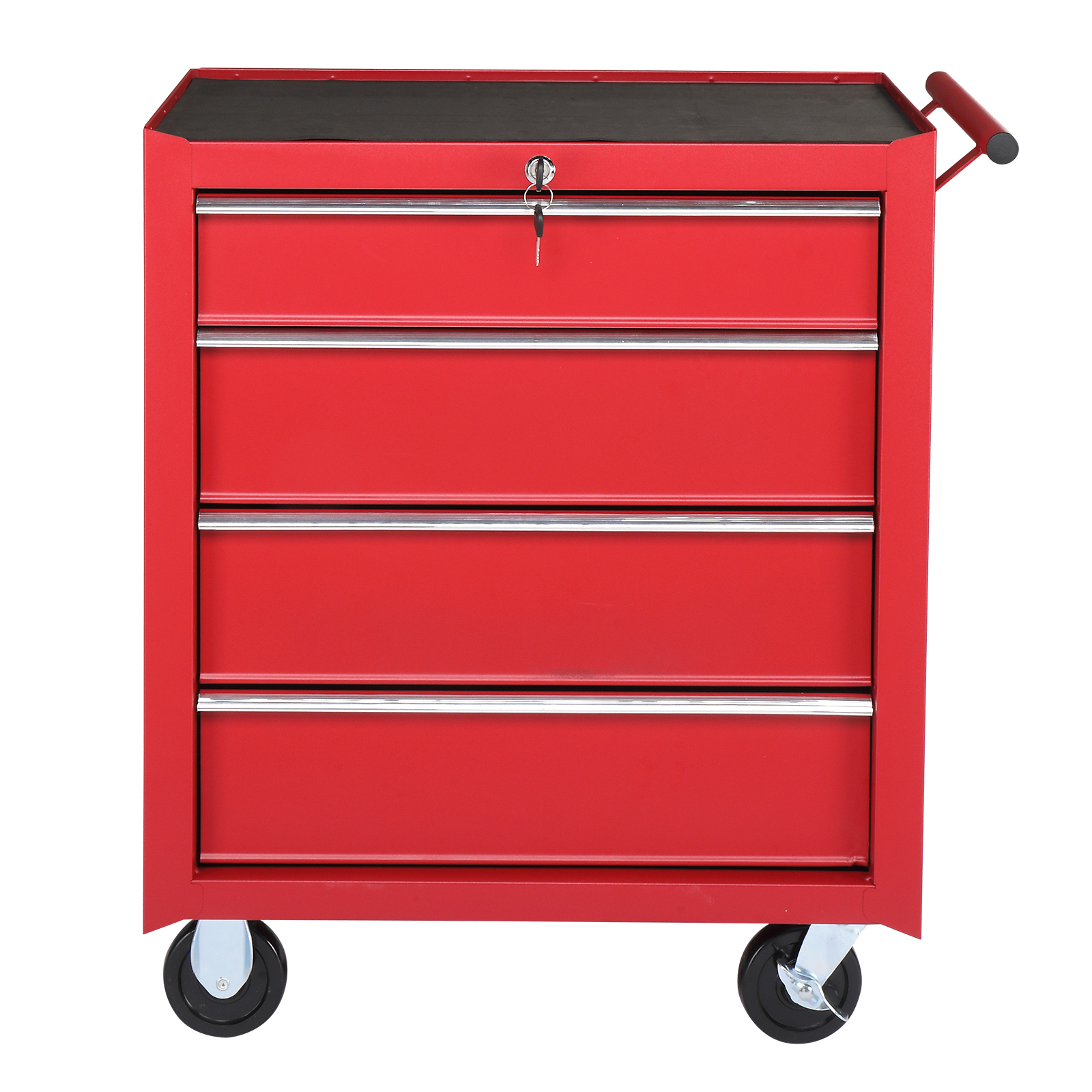 Steel maintenance tool cart single base cabinet 4 drawers 330lb red view 1