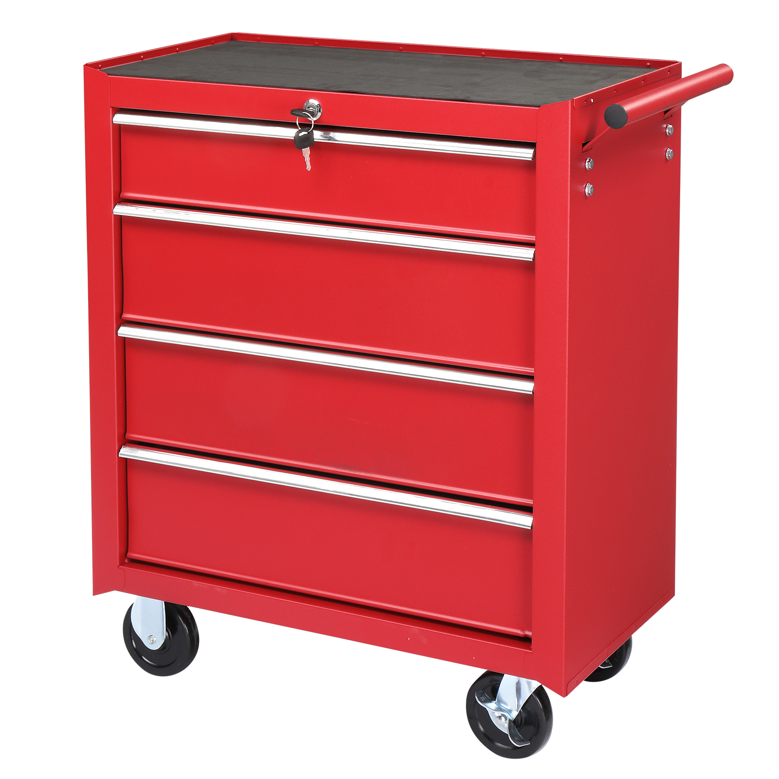 Steel maintenance tool cart single base cabinet 4 drawers 330lb red view 4