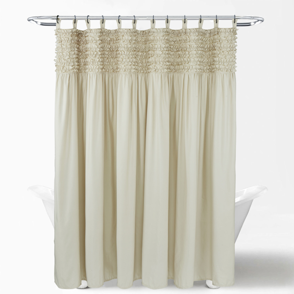 Farmhouse Ruffle Shower Curtain Girly Fabric Bathroom Curtain 72''x72''