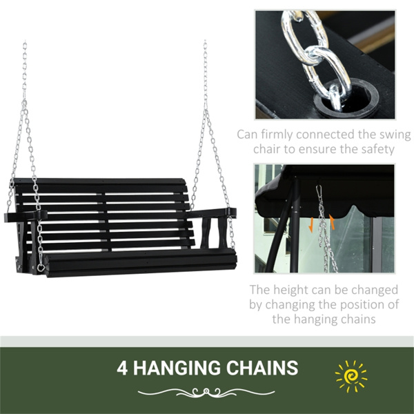 2 Seater Outdoor Patio Swing Chair-Black  (Swiship ship)（ Prohibited by WalMart ）