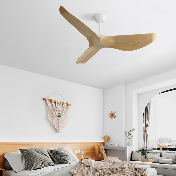 52" Indoor Ceiling Fan with no Light,6 Speeds Reversible DC Motor,Low Profile Ceiling Fan Without Light, Past ETL,3 ABS Blade For Home Living Room[Unable to ship on weekends, please place orders with 
