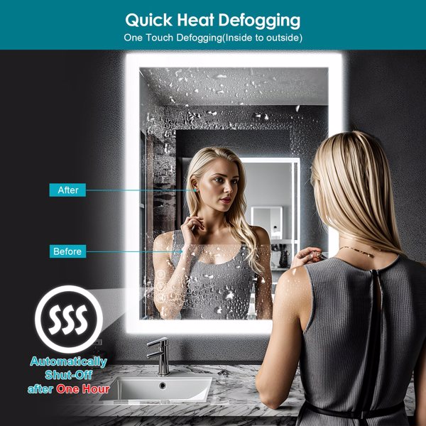 32 x 24 Inch LED Backlit Bathroom Mirror with Light, Anti-Fog, Dimmable, CRI90+, Water Proof Vanity Wall Mounted Lighted Mirror(Horizontal/Vertical)