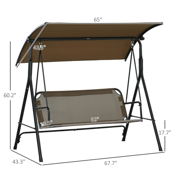  3-Seat Outdoor Patio Swing Chair-Brown    (Swiship ship)（ Prohibited by WalMart ）