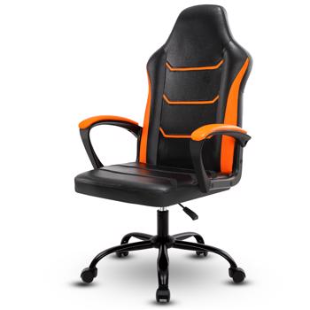 Video Gaming Computer Chair, Office Chair Desk Chair with Arms, Adjustable Height Swivel PU Leather Executive with Wheels for Adults Women Men, Orange 