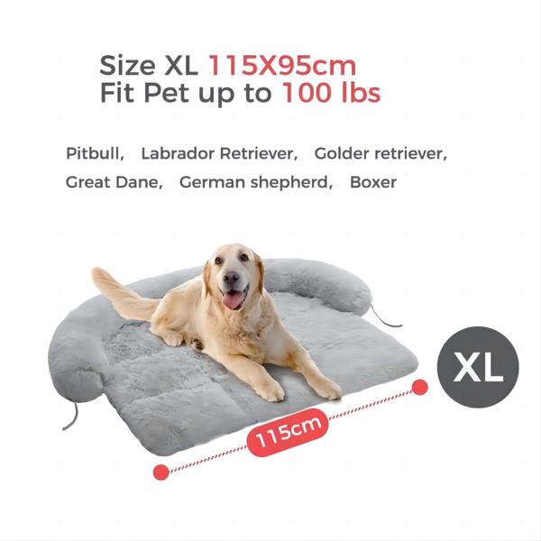  Dog Bed Large Sized Dog, Fluffy Dog Bed Couch Cover, Calming Large Dog Bed, Washable Dog Mat for Furniture Protector,Perfect for Small, Medium and Large Dogs and Cats ，Grey