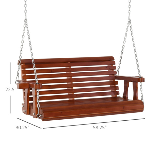 2 Seater Outdoor Patio Swing Chair-Brown  (Swiship ship)（ Prohibited by WalMart ）