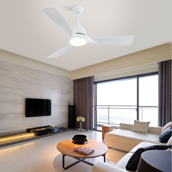 54 Inch White ABS Ceiling Fan With 6 Speed Smart Remote Control Dimmable Reversible DC Motor For Living Room, Past ETL Ceiling Fan[Unable to ship on weekends, please place orders with caution]