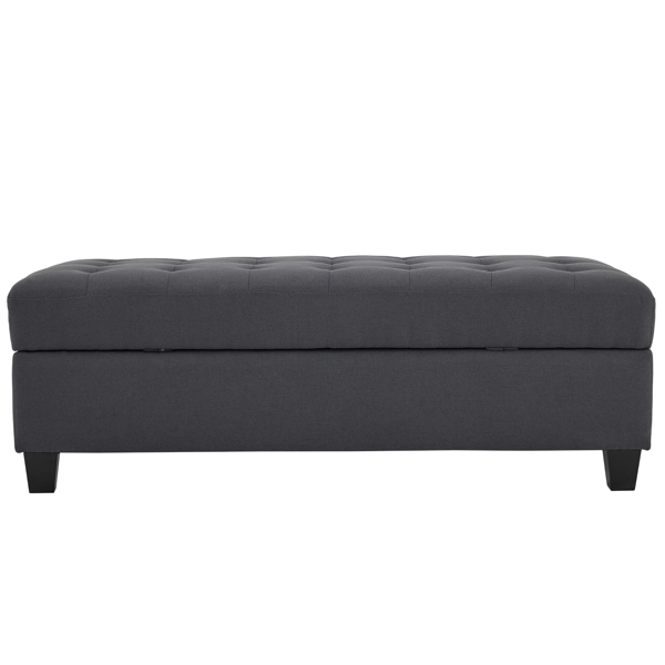 Storage Ottoman End of Bed Storage Bench, 51-inch Large Tufted Foot Rest Sofa Stool for Entryway Bedroom Living Room, Dark Grey