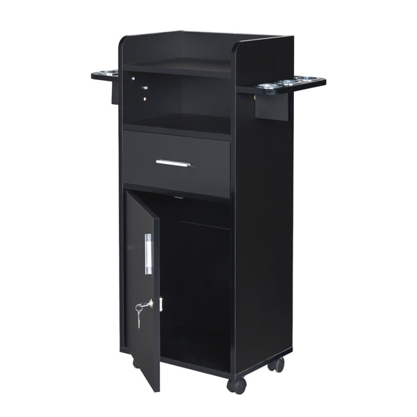 Beauty Salon Trolley Cart, Salon Cabinet with 360° Wheels, 6 Tool Holders, 1 Drawer, Salon Station Rolling Cart