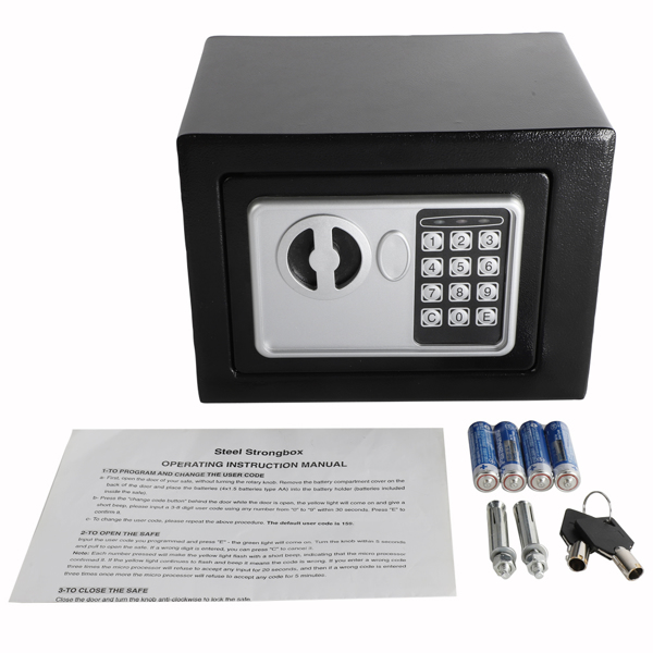 Mini Wall-in Style Electronic Code Metal Steel Box Safe Case 17EF Black