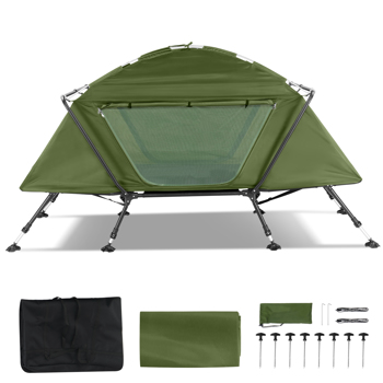84.6*34.5*49.2in Collapsible Camping Tent with An Integrated Cot Green