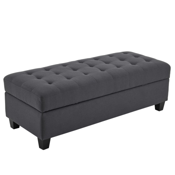 Storage Ottoman End of Bed Storage Bench, 51-inch Large Tufted Foot Rest Sofa Stool for Entryway Bedroom Living Room, Dark Grey