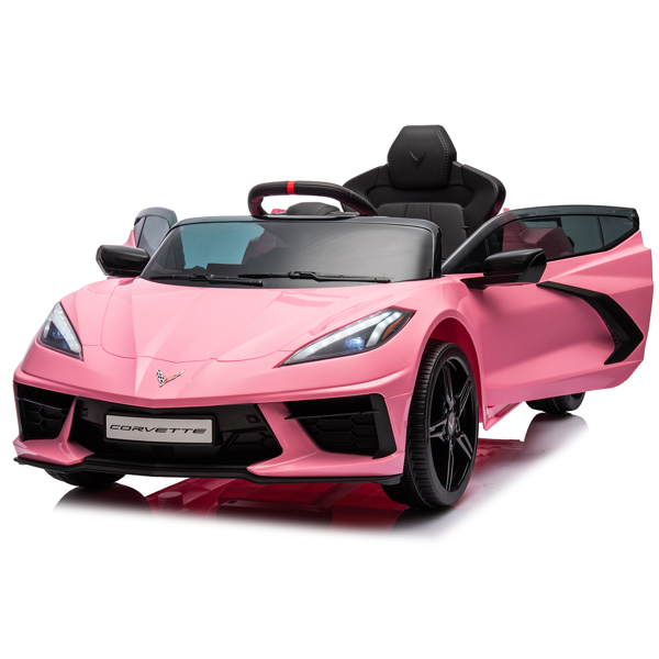 Corvette dual-wheel drive sports car with 2.4G remote control 12V 4.5A.h pink C8