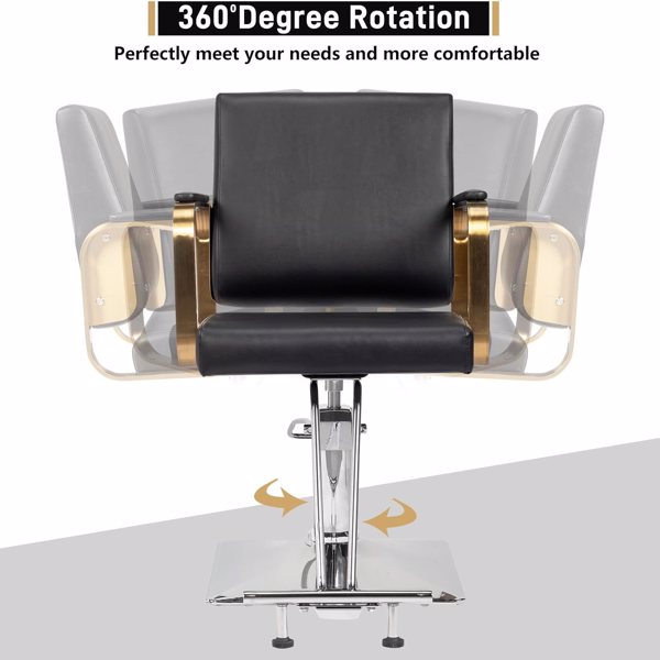 Salon Chair Styling Barber Chair, Beauty Salon Spa Equipment with Heavy Duty Hydraulic Pump, Adjustable Height & 360° Swivel for Barber Shop Hair Stylist, Max Load 330 lbs(Black)