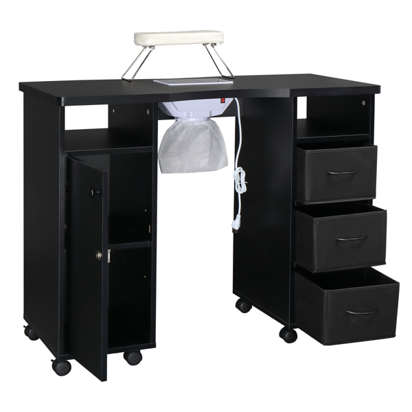 MDF Double Cabinet 3 Drawers 1 Door With Fan Manicure Table Black
