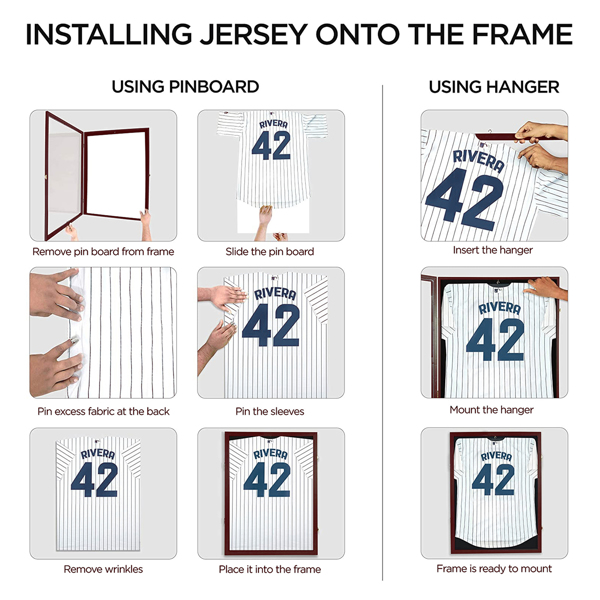 Shirt Display Frame With UV Resistant Acrylic and Hanger, Wall Mounted Baseball Basketball Football Hockey Shirt Display Frame Brown