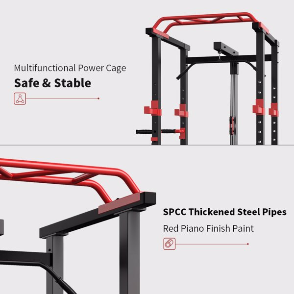 Power Cage Squat Rack Stands Gym Equipment 1000-Pound Capacity Exercise Olympic