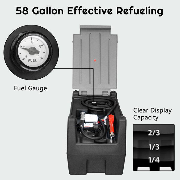 50 gallon portable fuel dispenser set in black and gray