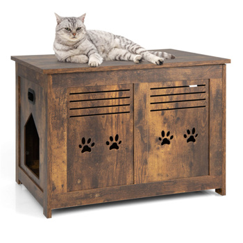 27.5\\"Litter <b style=\\'color:red\\'>box</b>, cat house pet supplies with Side Entrance,Coffee table, end table or nightstand