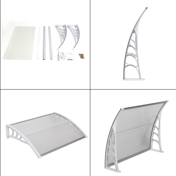 HT-100 x 80 Household Application Door & Window Rain Cover Eaves Transparent Board & White Holder