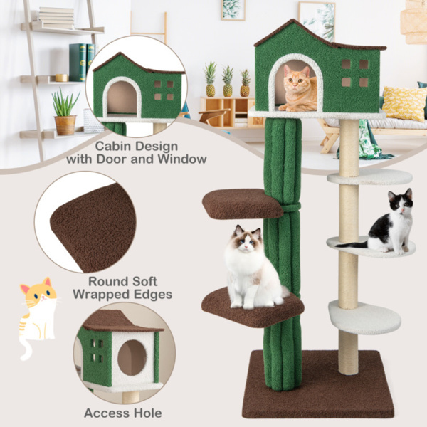 5 level Cat tree, Cat climbing frame Cat Apartment with cushions, anti-tipping Settings