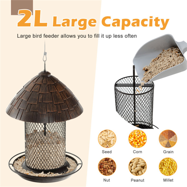 Hanging Bird Feeder with Perch and Drain Holes