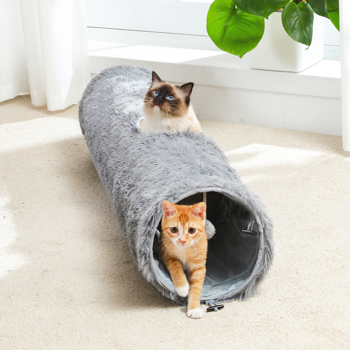 Large Cat Tunnel, 44.9 Inches Long Collapsible Cat Tube 9.8 Inches in Diameter, Collapsible Fluffy Plush Cat Toys for Indoor Cat,Rabbits and Puppies(Unable to ship on weekends, please be careful when 