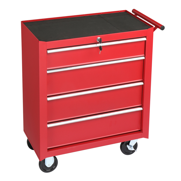 Steel maintenance tool cart single base cabinet 4 drawers 330lb red