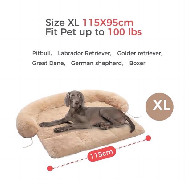 Dog Bed Large Sized Dog, Fluffy Dog Bed Couch Cover, Calming Large Dog Bed, Washable Dog Mat for Furniture Protector,Perfect for Small, Medium and Large Dogs and Cats ，Beige