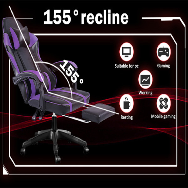 Video Game Chair for Adults, Computer Chair Gaming Chairs for Kids, Adjustable Lumbar Pillow Headrest Office Desk Chair Gamer Chair with Footrest