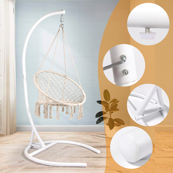 Hammock Chair Stand(Stand Only), White C Stand for Hanging Egg Chair/Swing Chair, Indoor/Outdoor Hanging Chair Stand Only, Heavy Duty 330Lbs Weight Capacity（FBA stock）