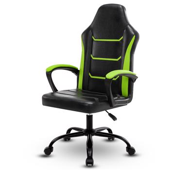 Video Gaming Computer Chair, Office Chair Desk Chair with Arms, Adjustable Height Swivel PU Leather Executive with Wheels for Adults Women Men, Green
