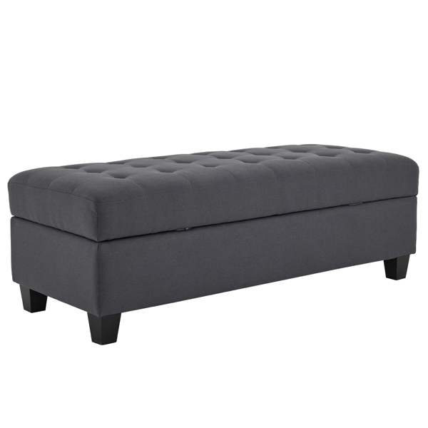 Storage Ottoman End of Bed Storage Bench, 51-inch Large Tufted Foot Rest Sofa Stool for Entryway Bedroom Living Room, Dark Grey