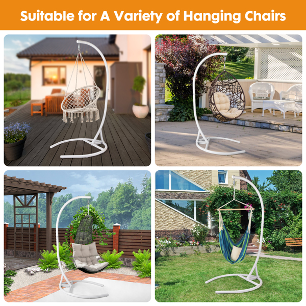 Hammock Chair Stand(Stand Only), White C Stand for Hanging Egg Chair/Swing Chair, Indoor/Outdoor Hanging Chair Stand Only, Heavy Duty 330Lbs Weight Capacity（FBA stock）