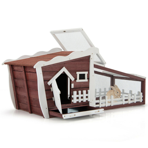 Wooden Rabbit Hutch with Pull Out Tray