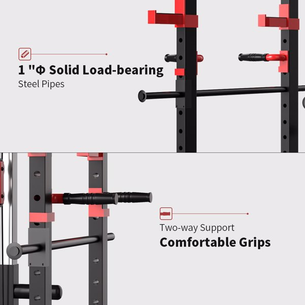 Power Cage Squat Rack Stands Gym Equipment 1000-Pound Capacity Exercise pull-up down