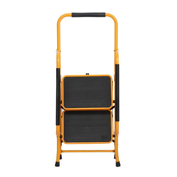 Iron 2-step ladder with handrails ginger