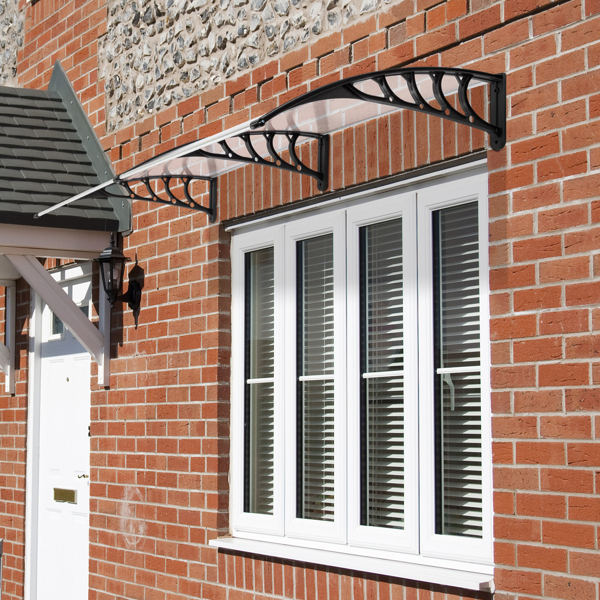 HT-200 x 100 Household Application Door & Window Rain Cover Eaves Black Holder