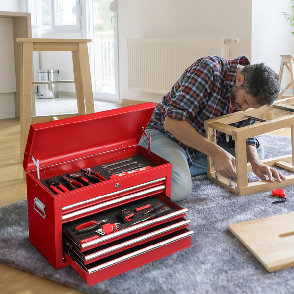 Steel maintenance tool cart cabinet 5 drawers with lock 330lb red