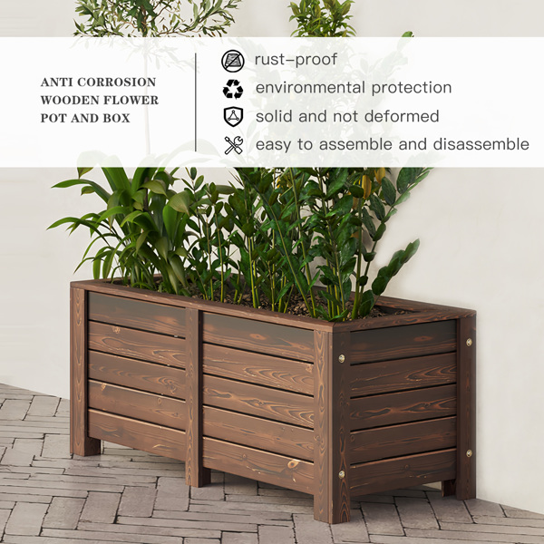 Wood Garden Bed for Growing Flowers, Planter Garden Boxes Outdoor Planter Box, Wood Container Gardening Planter Raised Beds for Patio, Balcony (39.47in*19.68in*19.68in)