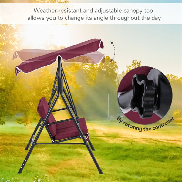  Outdoor Patio Swing Chair-Red    (Swiship ship)（ Prohibited by WalMart ）