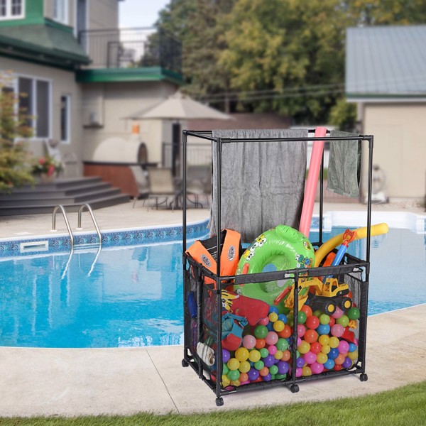 Pool Storage Bin，Pool hanging storage bag，Holder for Noodles, Toys, Floats, Towels, Mesh Organizer for Swimming Equipments