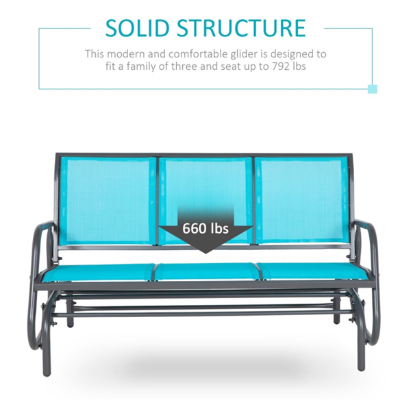 Outdoor courtyard seats for 3 people-Blue  (Swiship-Ship)（Prohibited by WalMart）