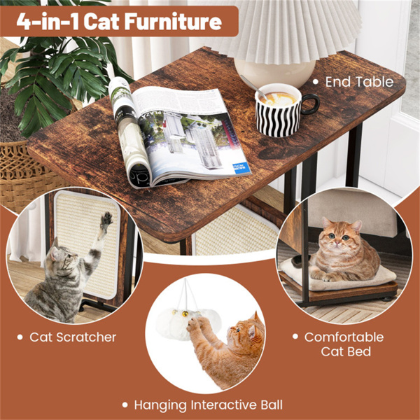 MDF cat side table End table Cat tree with scraper