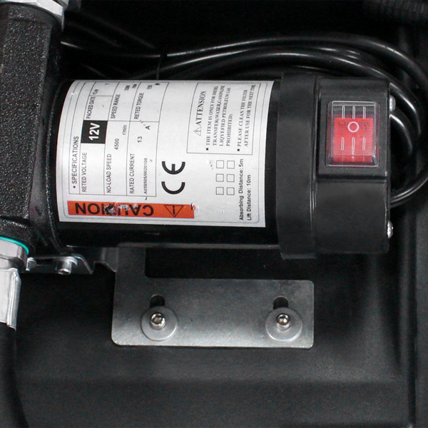 50 gallon portable fuel dispenser set in black and gray