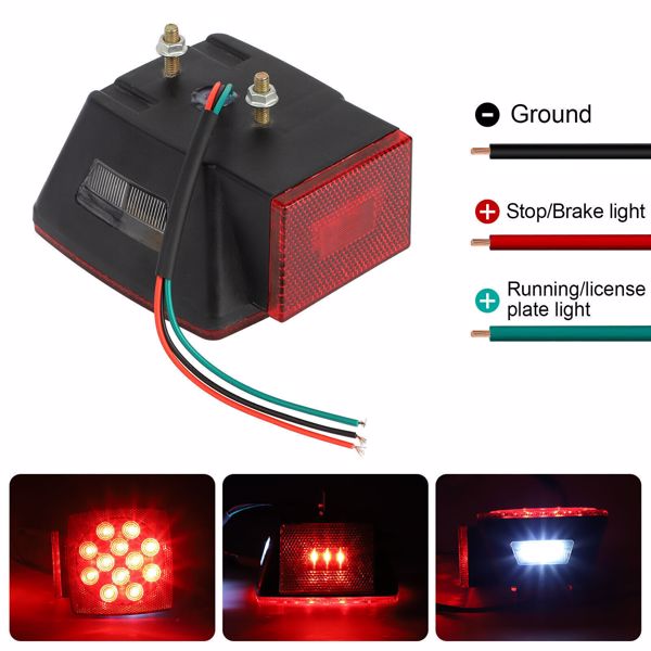 1 Pair Rear LED Submersible Square Trailer Tail Lights Kit Boat Truck Waterproof