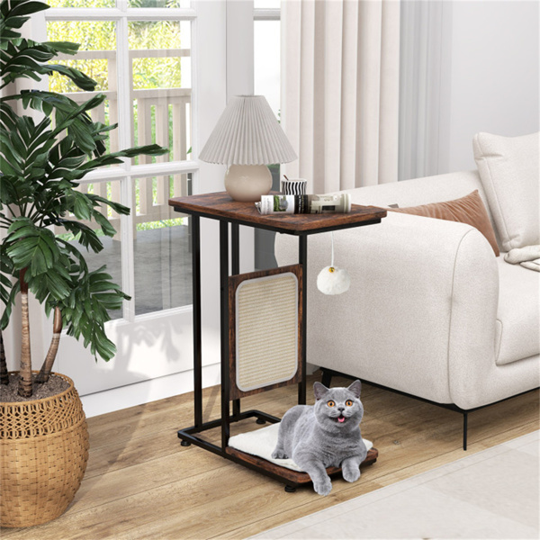 MDF cat side table End table Cat tree with scraper