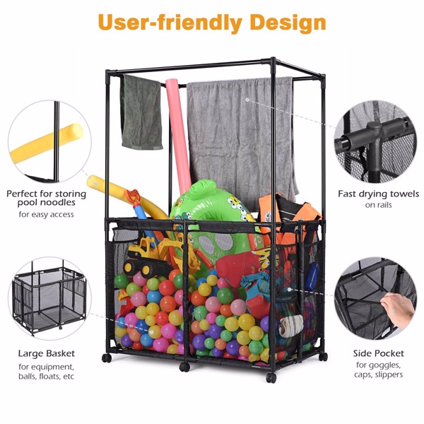 Pool Storage Bin，Pool hanging storage bag，Holder for Noodles, Toys, Floats, Towels, Mesh Organizer for Swimming Equipments