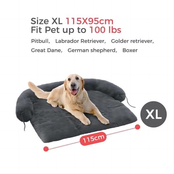  Dog Bed Large Sized Dog, Fluffy Dog Bed Couch Cover, Calming Large Dog Bed, Washable Dog Mat for Furniture Protector,Perfect for Small, Medium and Large Dogs and Cats ，Deep Grey